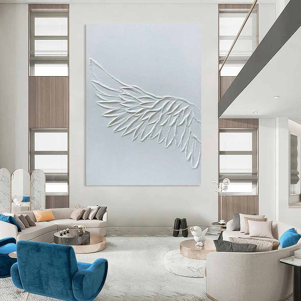 Sculptural Minimalist Wing - handmade oil painting for collection